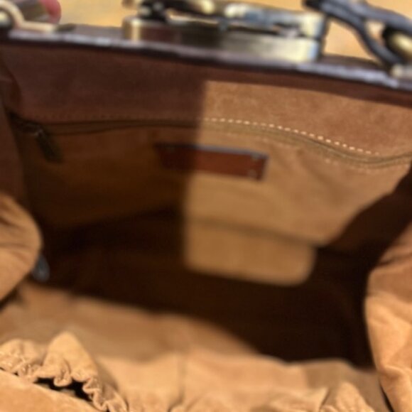 Patricia Nash Leather Very Good Condition Brown Barkleaves Gracchi Purse - Picture 7 of 7